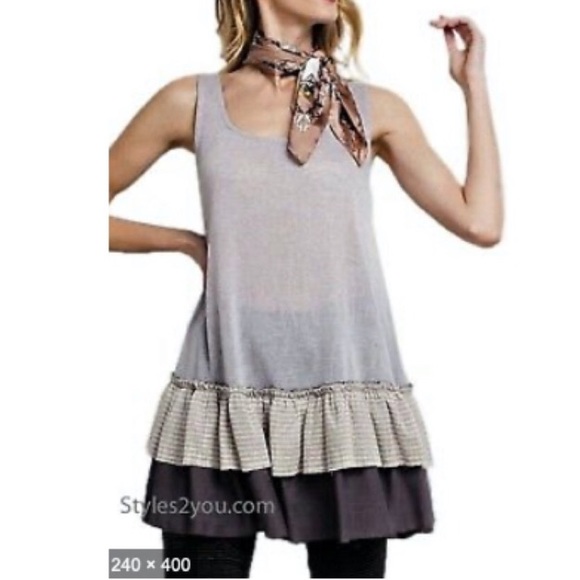 Anthropologie Tops - ANTHRO EASEL🌿DOUBLE RUFFLE SLEEVELESS TUNIC